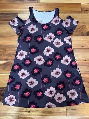 Maurices Gray Mini Dress with Pink Floral Print